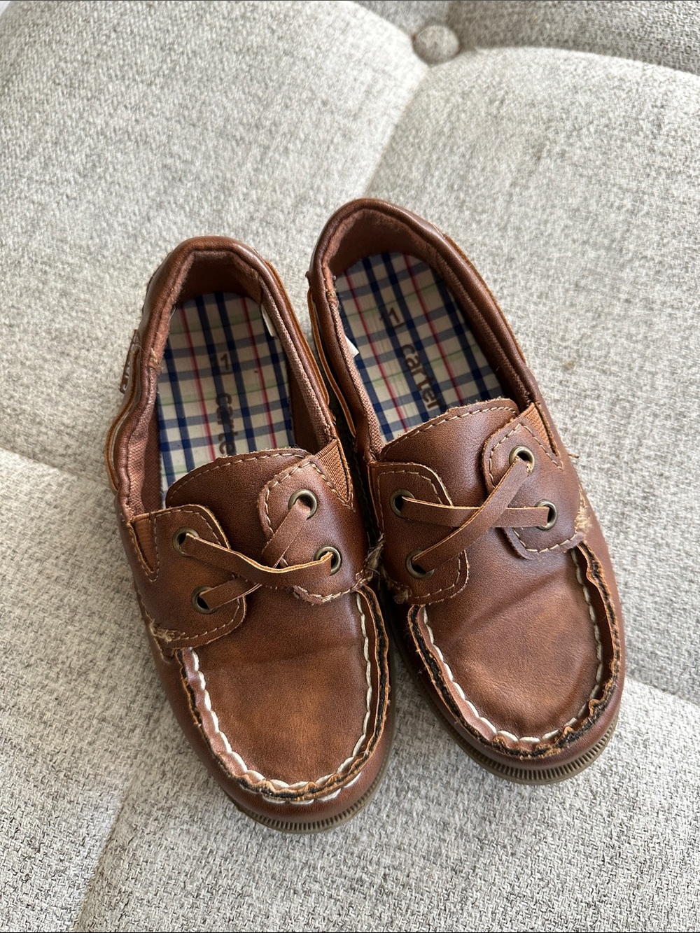 Carter's Brown Leather-Look Boys Boat Shoes